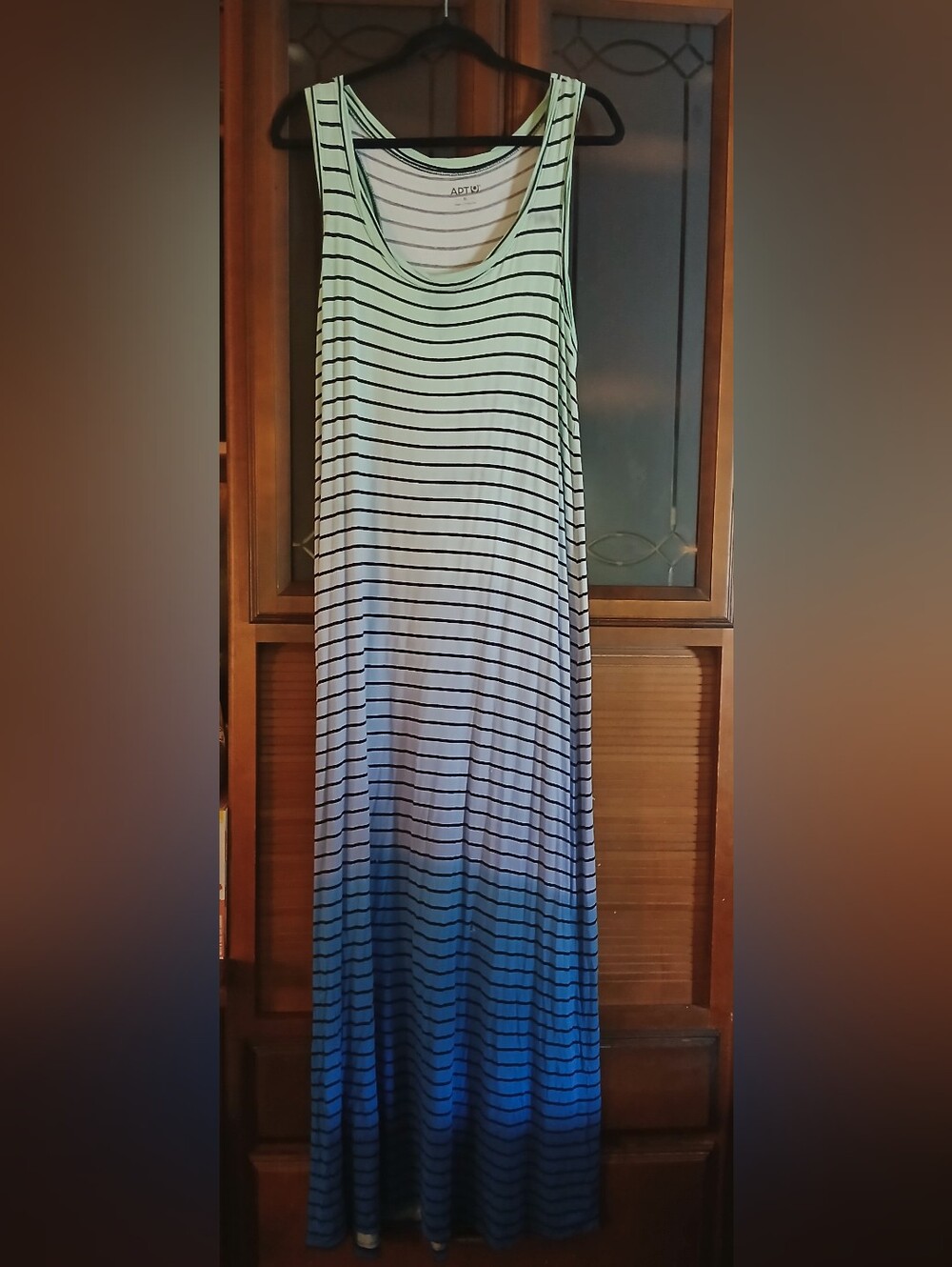Ombre Stripe Tank Maxi Dress in Mint to Blue